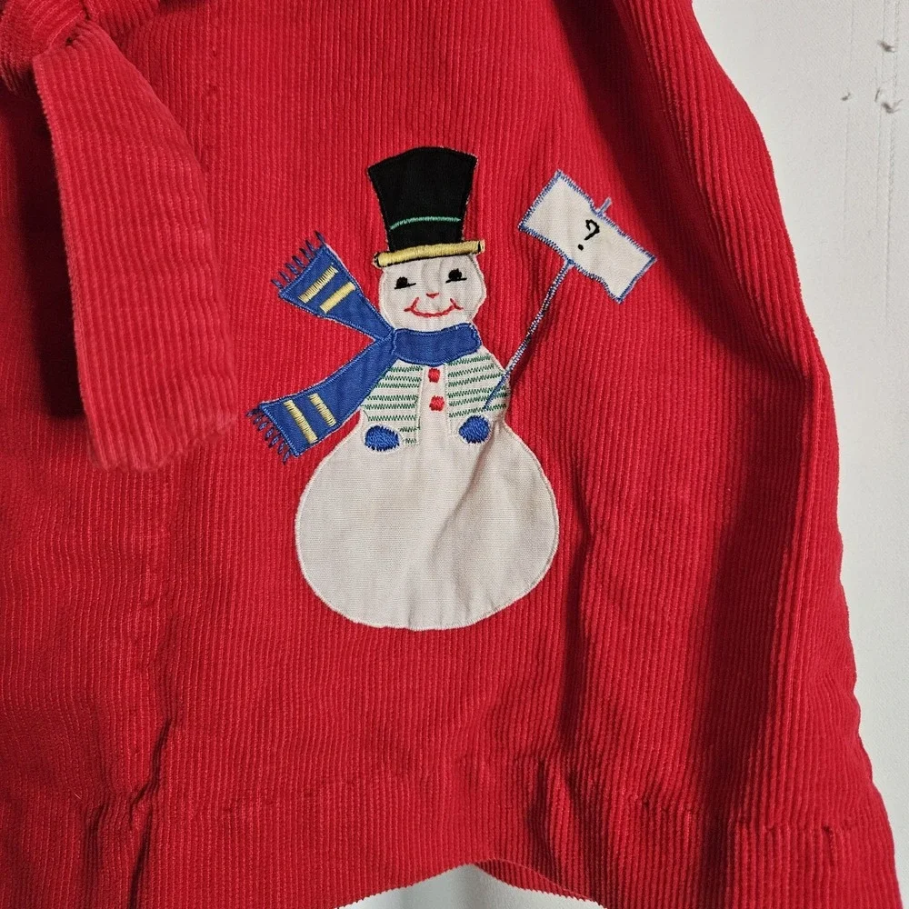 Vintage 60's B.Forman Co. Made In Italy Toddlers‎ Red Corduroy Cover Snowman